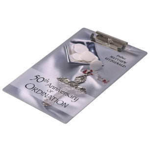 50th Custom Name Ordination Anniversary Chalice Clipboard