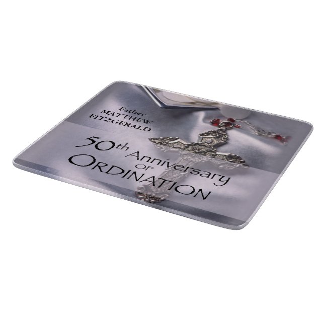50th Custom Name Ordination Anniversary Chalice Cutting Board (Corner)
