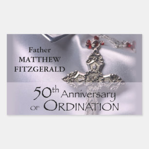 50th Custom Name Ordination Anniversary Chalice Rectangular Sticker