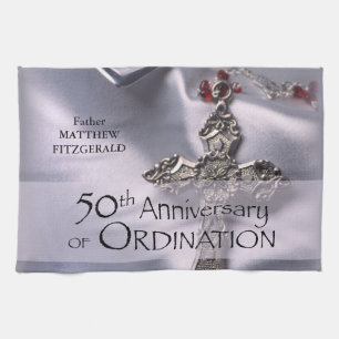 50th Custom Name Ordination Anniversary Chalice Tea Towel