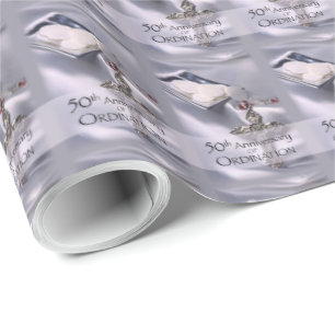 50th Custom Name Ordination Anniversary Chalice Wrapping Paper