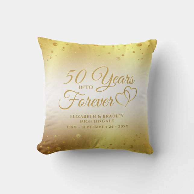 50th Elegant Anniversary Gold YEARS INTO FOREVER Cushion (Front)
