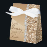 50th Elegant Gold Birthday Favour Box<br><div class="desc">This fantastic gold glitter and diamond sided 50th Birthday thank you favour box would be perfect for your event.  It would be great for a candy station,  on a thank you gift table,  or at each place setting with a favour.  Be sure you order enough for all your guests.</div>