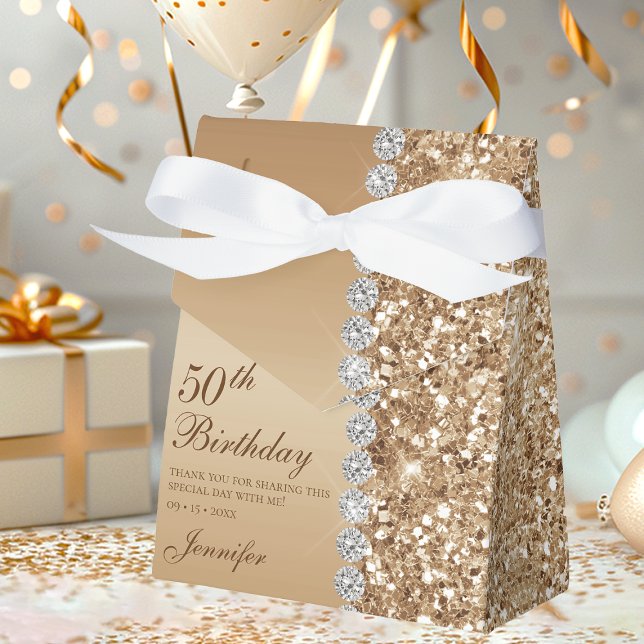 50th Elegant Gold Birthday Favour Box (Creator Uploaded)