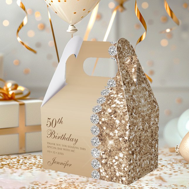 50th Elegant Gold Birthday Favour Box (Creator Uploaded)
