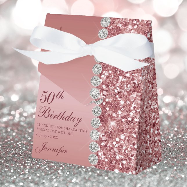 50th Elegant Rose Gold Birthday Favour Box (Creator Uploaded)