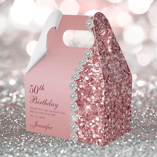 50th Elegant Rose Gold Birthday Favour Box (Creator Uploaded)