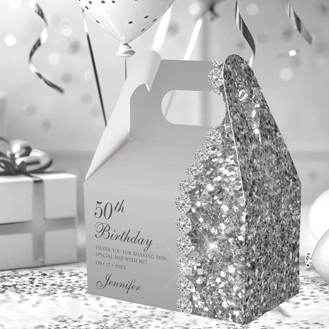 50th Elegant Silver Birthday Favour Box (Creator Uploaded)