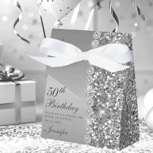 50th Elegant Silver Birthday Favour Box