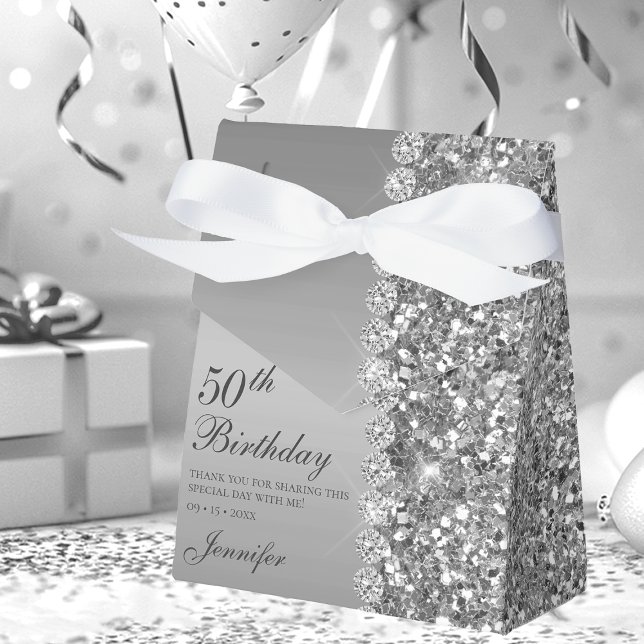 50th Elegant Silver Birthday Favour Box (Creator Uploaded)