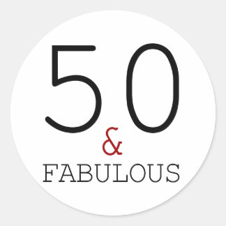 50th & Fabulous  Typography 50th Birthday Classic Round Sticker