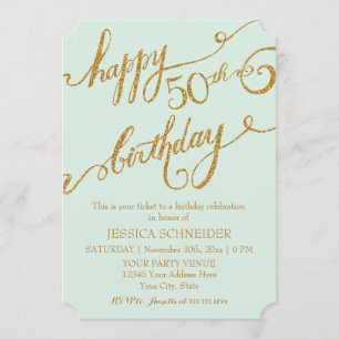 50th, Fiftieth Birthday Party Ticket Celebration Invitation