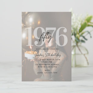 50th Fiftieth Modern Photo 1976 Birthday Party Invitation