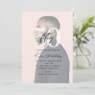 50th Fiftieth Modern Photo Birthday Party Invitation
