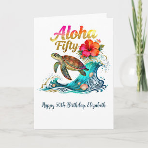 50th Fifty Birthday Tropical Ocean Beach Theme Card