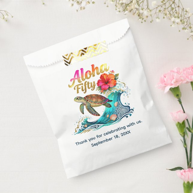 50th Fifty Birthday Tropical Ocean Beach Theme Favour Bag (Sealed)