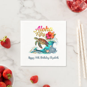 50th Fifty Birthday Tropical Ocean Beach Theme Napkin