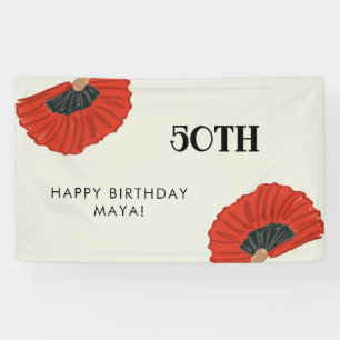 50th Flamenco Fan Birthday Party Banner
