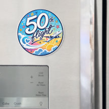 50th flight aeroplane colourful souvenir