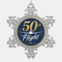 50th flight gold aeroplane travel souvenir