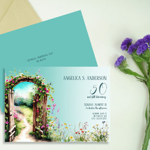 50th Floral garden Birthday  Invitation