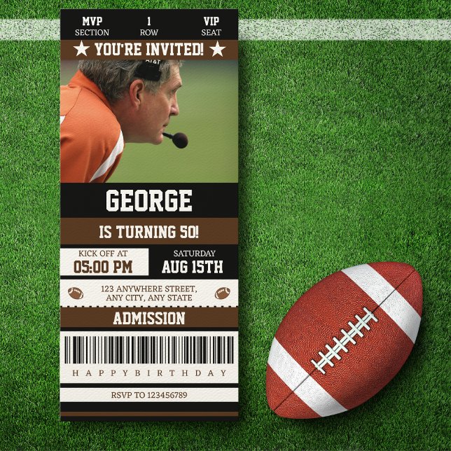50th Football Ticket Birthday Invitation (Creator Uploaded)