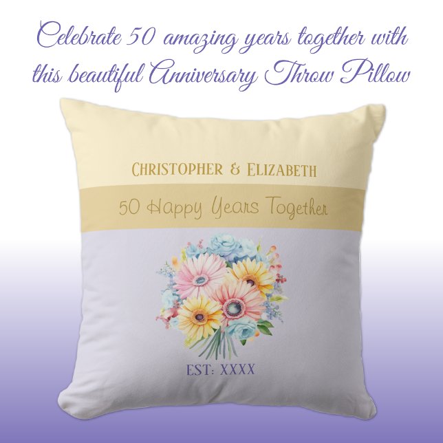 50th gold anniversary flowers purple cushion (Creator Uploaded)