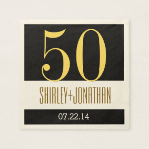 50th Gold Anniversary Modern Gold and Black V02 Napkin