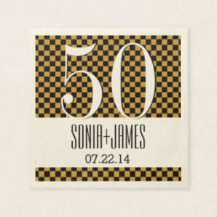 50th Gold Anniversary Modern Gold and Black V02C Napkin