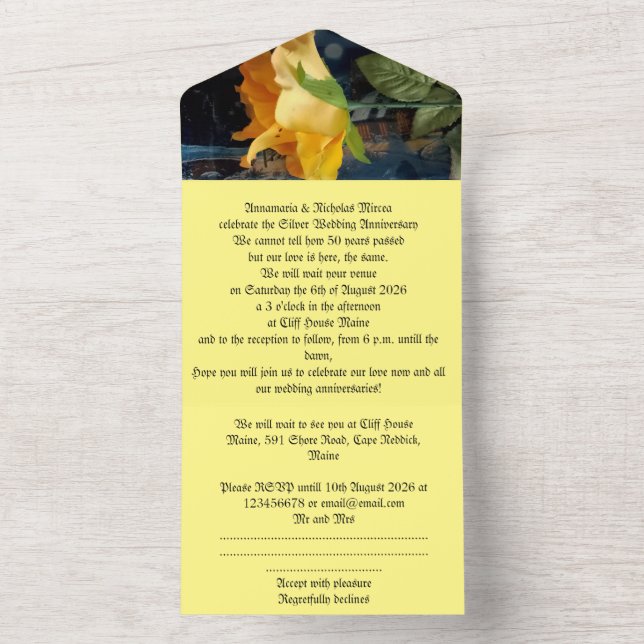 50th gold anniversary wedding invitation   (Inside)