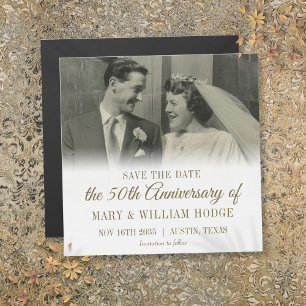 50th Gold Anniversary Wedding Photo Save The Date