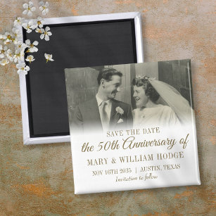 50th Gold Anniversary Wedding Photo Save The Date Magnet