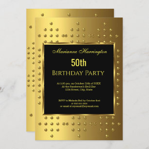 50th gold Birthday Anniversary Invitation