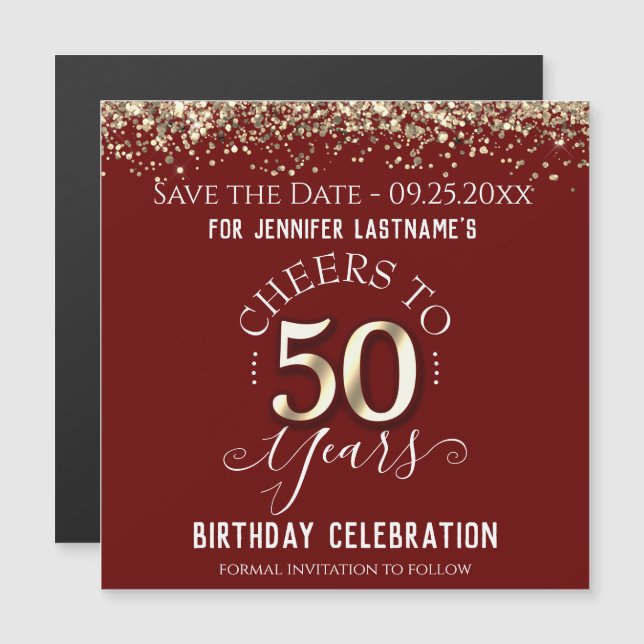 50th Gold Birthday Save the Date  Magnet (Front/Back)
