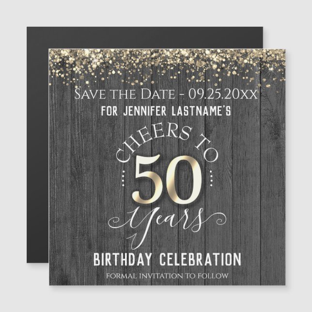 50th Gold Birthday Save the Date  Magnet (Front/Back)
