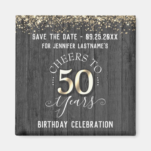 50th Gold Birthday Save the Date  Magnet (Front)
