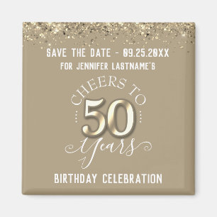 50th Gold Birthday Save the Date  Magnet