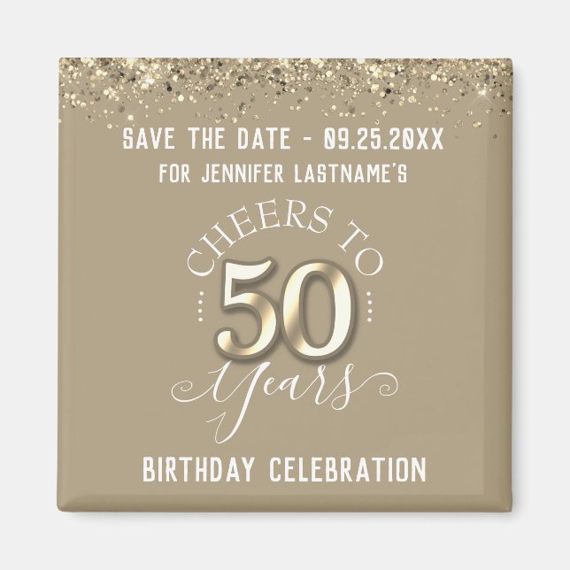 50th Gold Birthday Save the Date  Magnet (Front)