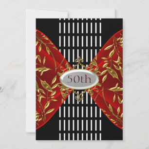 50th Gold Black  Birthday Anniversary Invitation