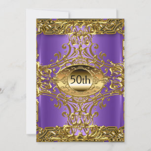 50th Gold Purple  Birthday Party Invitation