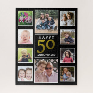 50th Gold Wedding Anniversary 10 Photo Collage   Jigsaw Puzzle