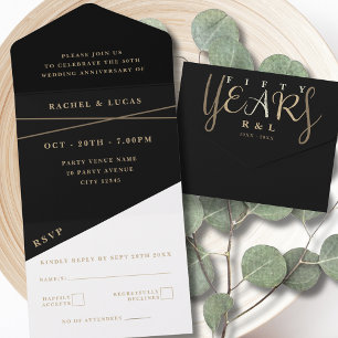 50th Gold Wedding Anniversary All In One Invitation