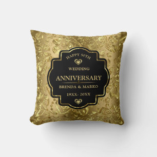 50th gold wedding anniversary cushion