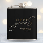 50th Gold Wedding Anniversary Gift Hip Flask<br><div class="desc">Stylish and elegant flask designed for a milestone 50th wedding anniversary.  Easily personalise and customise by year and name for yourself or special friends,  couples,  parents or your husband / wife. Be sure to check out the rest of my collection for more gifting ideas.</div>
