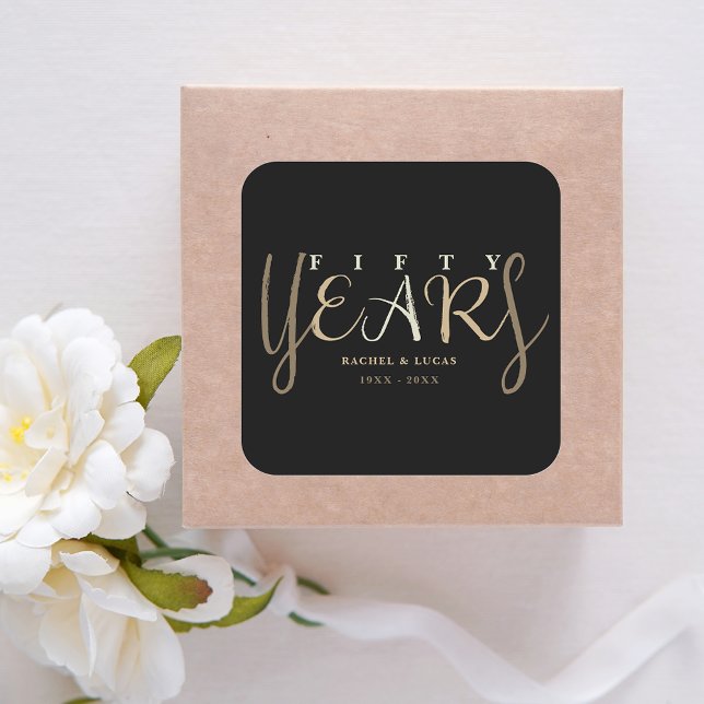50th Gold Wedding Anniversary Gift Square Sticker (Creator Uploaded)