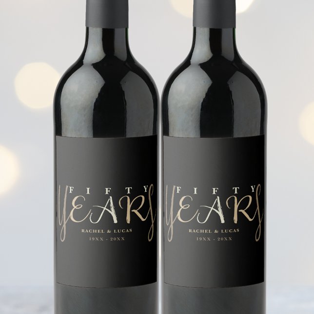 50th Gold Wedding Anniversary Gift Wine Label (Creator Uploaded)