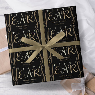 50th Gold Wedding Anniversary Gift Wrapping Paper