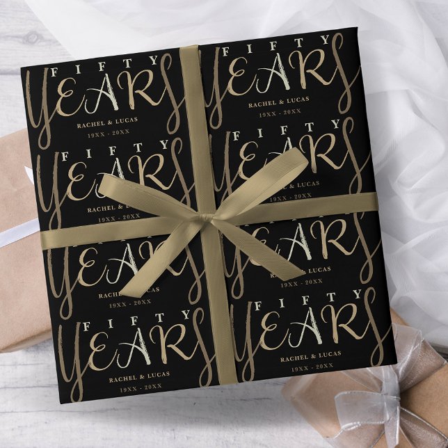 50th Gold Wedding Anniversary Gift Wrapping Paper (Creator Uploaded)