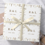 50th Gold Wedding Anniversary Gift Wrapping Paper<br><div class="desc">Unique and modern fifty years wedding anniversary wrapping paper roll. Easily personalise and customise by initials and year(s) for special friends,  couples,  parents or your husband / wife. Be sure to check out the rest of my collection for more gifting ideas.</div>