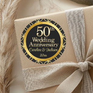 50th Gold Wedding Anniversary Gold Letters Sticker